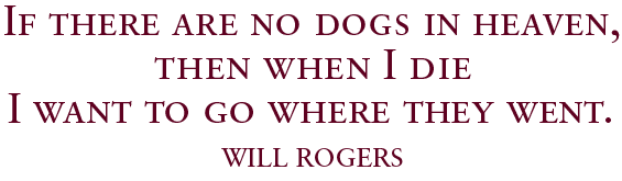 If there are no dogs in heaven, then when I die I want to go where they went. &mdash;Will Rogers